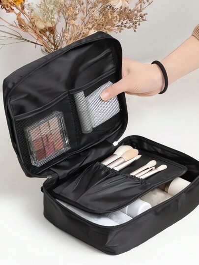 Zwart Cosmetische tas Make-up tassen Reis Make-uptassen Cosmetische tas Voor Thuis Gebruiken School Make-up Kit Slaapzaal Cosmetische tas Reisbenodigdheden Grote capaciteit Cosmetische tas Dames Cosmetische tas Cosmetische Organisator Opberg vakantie Cosmetische tassen Make-up Opslag Toilettas Multifunctioneel Tas Handbagage Tas Handtas