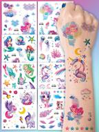 8 Blatt Glitzernde Temporäre Tattoo-aufkleber Mit Meerjungfrau Und Einhorn Für Mädchen Und Jungen, Cartoon, Wasserfest, Einhorn, Regenbogen, Schleifenflügel, Meerjungfrau, Fee, Ozean, Seestern, Korallenschildkröte, Muster, Geburtstagsparty-geschenke, 2–5 Tage Haltbar