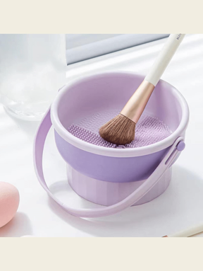 1pc Makeup Brush Cleaning Bowl Silicone Powder Puff Storage Rack