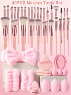 (Pink Coffee Color)18-20-22-25-30PCS  Makeup Brush Sets Premium Synthetic Hair Eyeshadow Blending Brush Sets Cosmetics Tools+16PCS Makeup Tools Set