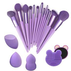 Set de 13 brochas de maquillaje y 3 esponjas de maquillaje cosmético y 1 caja de limpieza de brochas de maquillaje, herramienta de belleza, brochas profesionales para sombras de ojos y rubor,pinceles de maquillaje brochas para maquillaje cepillo maquillaje pincel maquillaje pinceles para maquillaje