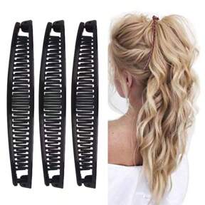 Conjunto de 4 peças para Cabelo: Pentes planos de cabelo estilo coreano, Pentes para Cabelo, Gravatas para Cabelo, Grampos de Cabelo, Acessórios de Cabelo