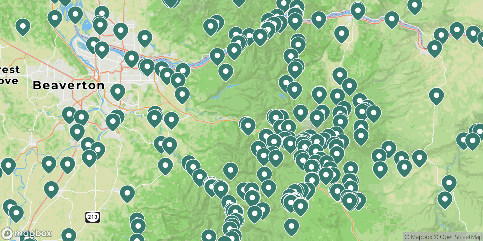 Map showing campgrounds near Brightwood, Oregon