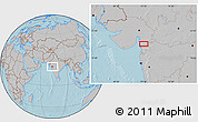 Gray Location Map of Ankleshwar, hill shading