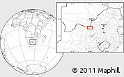 Blank Location Map of the area around 26° 1' 26" S, 25° 34' 30" E