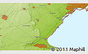 Physical 3D Map of the area around 43° 27' 40" N, 79° 49' 29" W