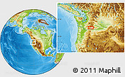 Physical Location Map of the area around 46° 1' 3" N, 121° 28' 29" W