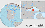 Gray Location Map of the area around 47° 16' 15" N, 88° 19' 29" W