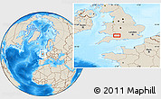 Shaded Relief Location Map of Bradford-on-Avon