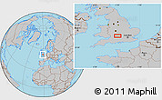 Gray Location Map of the area around 51° 43' 18" N, 1° 37' 30" W