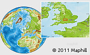 Physical Location Map of the area around 51° 43' 18" N, 1° 37' 30" W