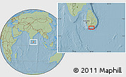 Savanna Style Location Map of Matara, hill shading