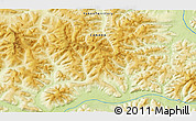 Physical 3D Map of the area around 63° 21' 9" N, 140° 10' 30" W