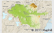 Physical 3D Map of North Midlands, shaded relief outside