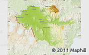 Physical Map of North Midlands, lighten