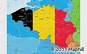 Flag Map of Belgium, political shades outside