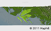 Physical Panoramic Map of Pauktaw, darken