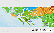 Physical Panoramic Map of Pauktaw, political outside