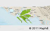 Physical Panoramic Map of Pauktaw, shaded relief outside