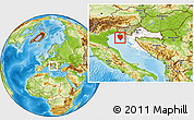 Physical Location Map of Istra, highlighted country, within the entire country