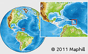 Physical Location Map of Guadeloupe, highlighted continent, within the entire continent