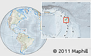 Physical Location Map of Guadeloupe, lighten, semi-desaturated