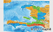 Political 3D Map of Haiti, political shades outside