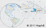 Political Location Map of Haiti, lighten, semi-desaturated