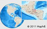 Shaded Relief Location Map of San Pedro Sula