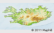 Physical 3D Map of Iceland, lighten