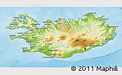 Physical 3D Map of Iceland, satellite outside, shaded relief sea