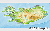 Physical 3D Map of Iceland, semi-desaturated, land only