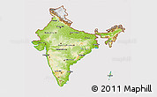 Physical 3D Map of India, cropped outside