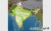 Physical 3D Map of India, darken