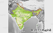 Physical 3D Map of India, desaturated