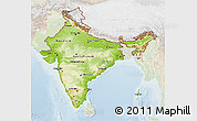 Physical 3D Map of India, lighten