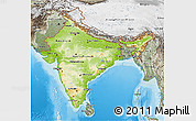 Physical 3D Map of India, semi-desaturated, land only