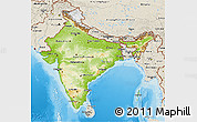 Physical 3D Map of India, shaded relief outside