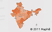 Political Shades 3D Map of India, cropped outside