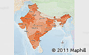 Political Shades 3D Map of India, lighten