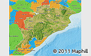 Satellite 3D Map of Orissa, political outside