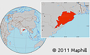 Gray Location Map of Orissa