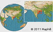 Satellite Location Map of Orissa, within the entire country