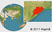 Satellite Location Map of Orissa