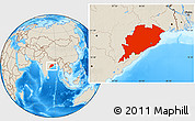 Shaded Relief Location Map of Orissa