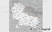 Gray 3D Map of Uttar Pradesh