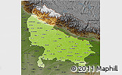 Physical 3D Map of Uttar Pradesh, darken