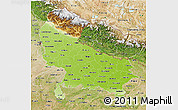 Physical 3D Map of Uttar Pradesh, satellite outside