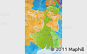 Physical Map of West Bengal, political shades outside