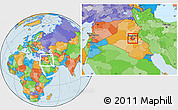 Political Location Map of Baghdad, within the entire country